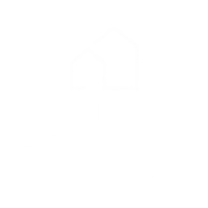A black and white logo for Villa Hermosa Apartments.